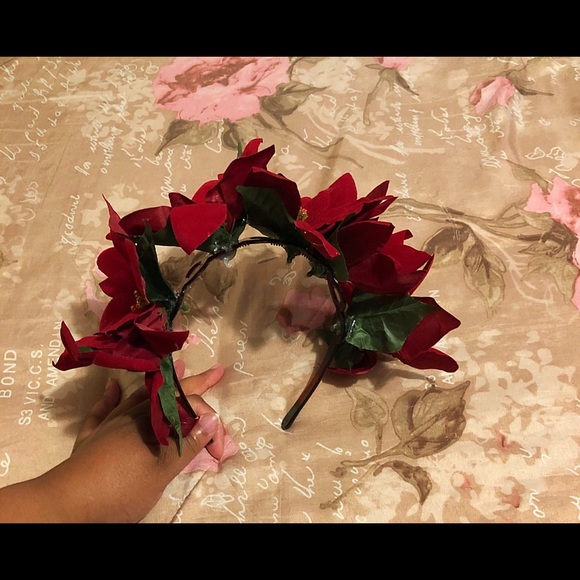 Poinsettia Flower Headband Crown - Picture 4 of 4